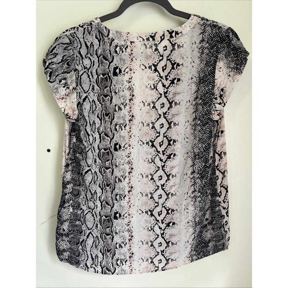 Joie Anthropologie sz M Silk Balsa Tank Top Snakeskin Print Short Sleeve  Grey - Picture 4 of 4